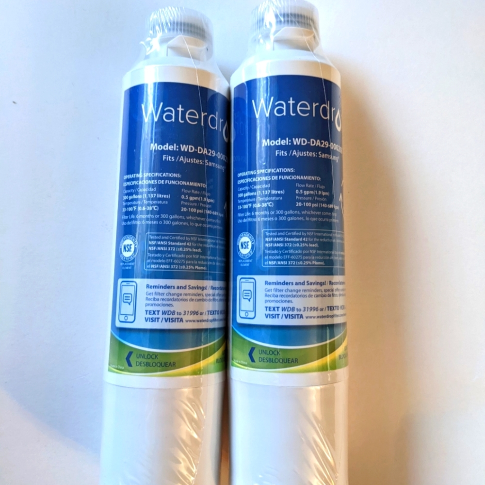 Two New Waterdrop DA29-00020B Refrigerator Water Filter, Replacement 